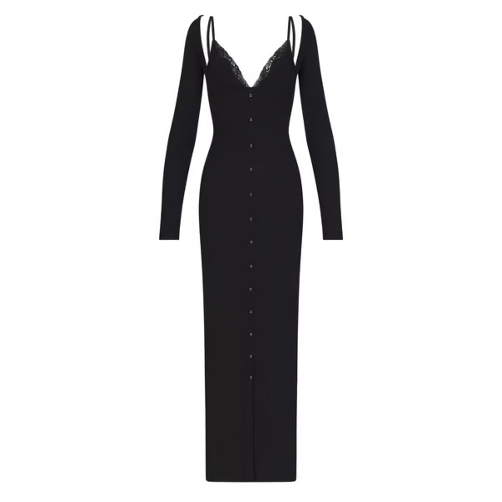 Skims soft lounge long sleeve dress with bralette